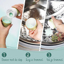 Schritt-für-Schritt-Anleitung (auf Niederländisch) zur Verwendung von Wäscheduft-Booster: 1. Mit dem Deckel dosieren, 2. In die Trommel legen, 3. Trommel füllen, mit Bildern, die den Vorgang zeigen.