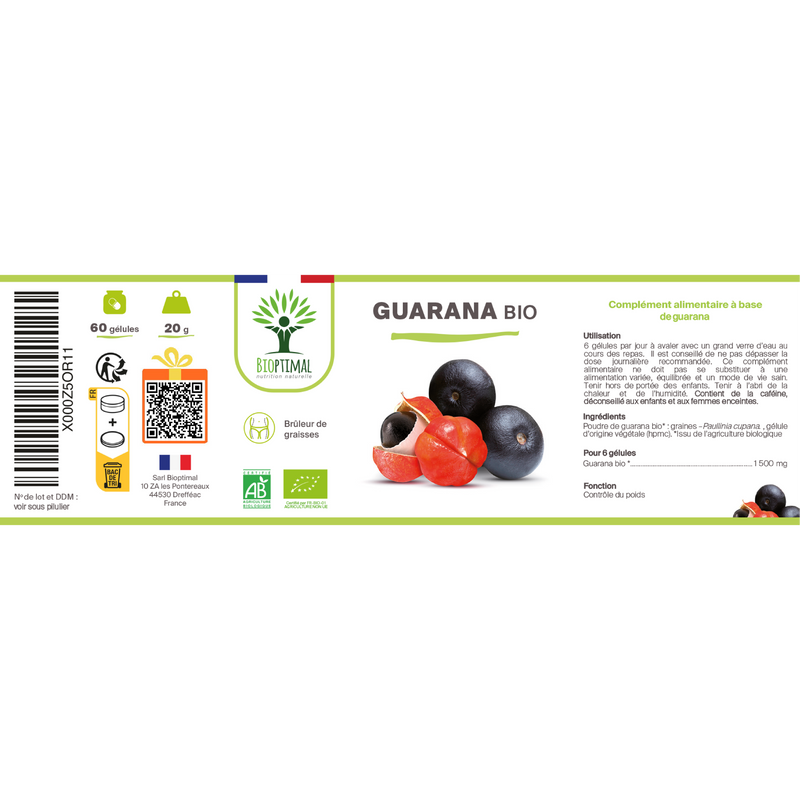 Guarana Bio – Nahrungsergänzungsmittel in Kapseln für Energie, Wachsamkeit und Fettverbrennung