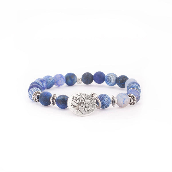 Mala Armband, Blauer Achat - Baum des Lebens