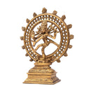 Goldfarbene Shiva Nataraj Figur aus Messing, ca. 23 cm, Goldgelb