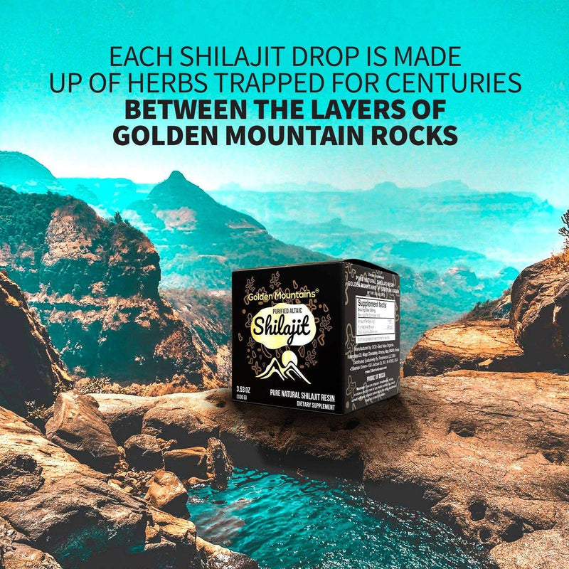 Résine Shilajit des Montagnes Dorées, argent pur, authentique et de haute qualité
