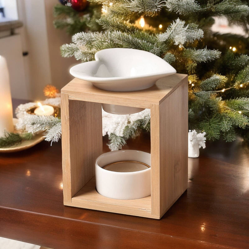 Zen'Arome - Scented wax melter – Ceramic candle holder and bamboo scented lamp