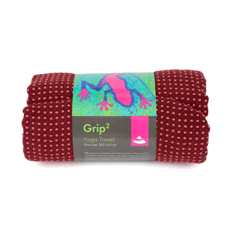 Serviette de yoga GRIP² Serviette de yoga avec picots antidérapants rouge foncé