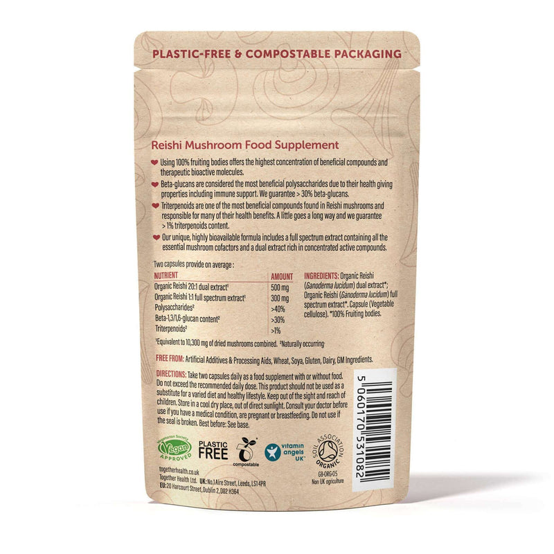 Reishi mushroom 10,300 mg, high dose, 60 capsules