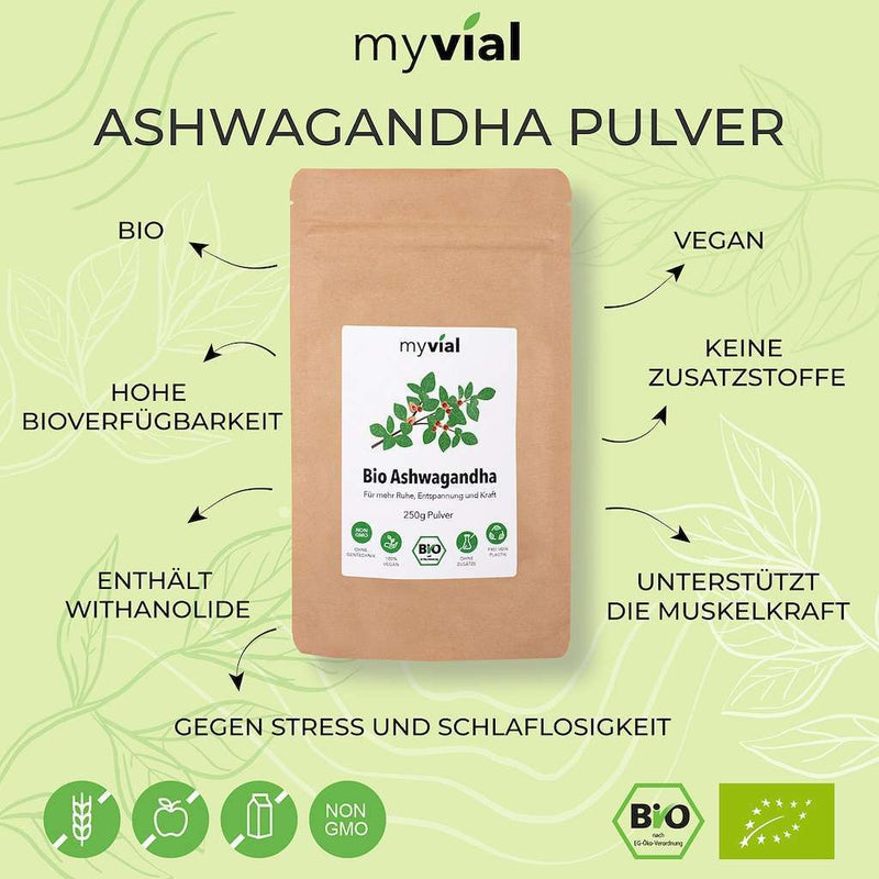 Bio Ashwagandha Pulver 250 Gramm - Ind. Schlafbeere - Vegan