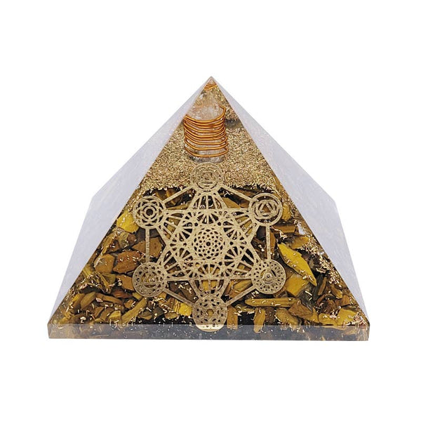 Artisans de Madagascar - Metatron Orgonite Tigerauge-Pyramide 7,5 cm