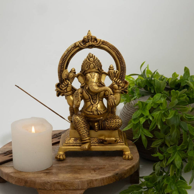 Statue de Ganesh en laiton massif – 22 cm de haut, puissante et symbolique