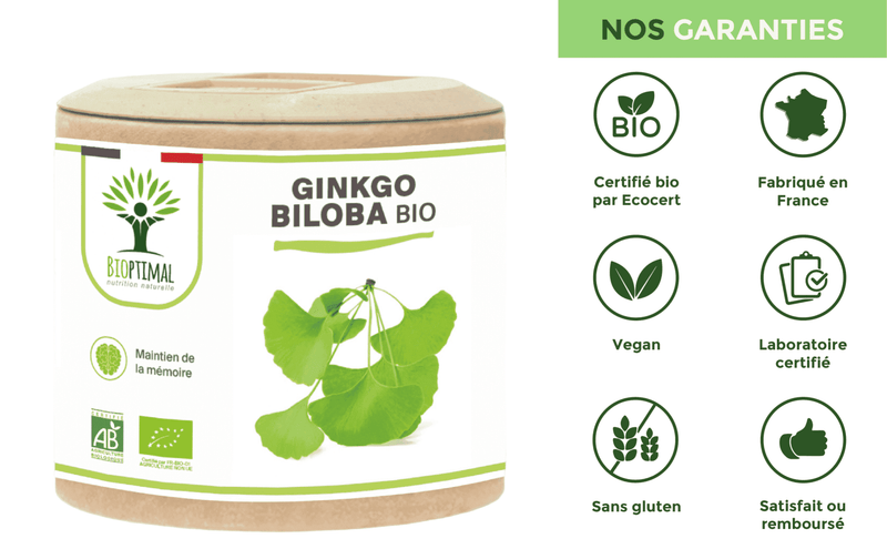 Bio-Ginkgo Biloba - Nahrungsergänzungsmittel - Gedächtnis, Durchblutung 60 & 200 Kapseln