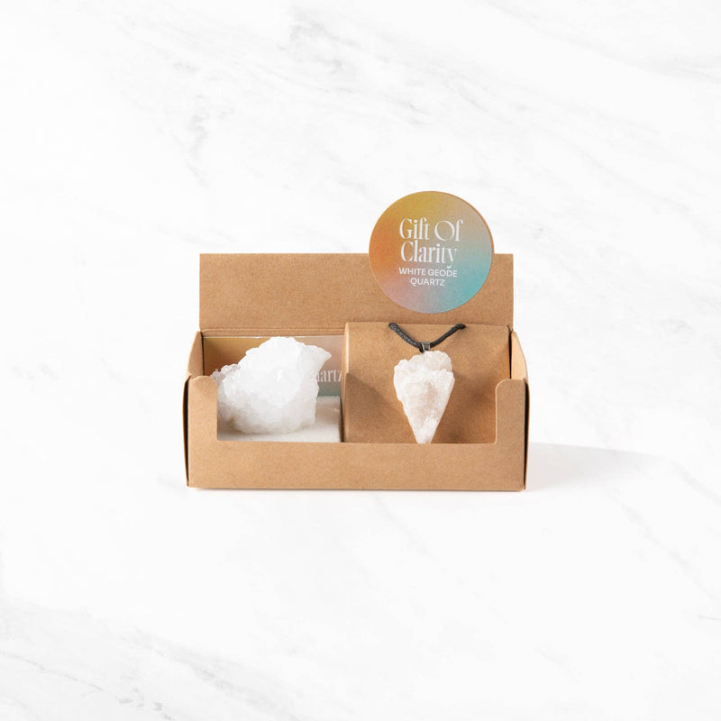 Myga Eco - Geode-Geschenkset - Rohstein und Anhänger, Auswahl aus 3 Kristallen