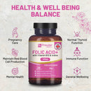 Folsäure+ 400 mcg – Vegane Tabletten mit Vitamin B12 und Jod