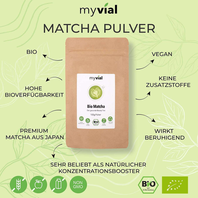 Bio Matcha Pulver 100g - Premium Qualität aus Japan - Vegan