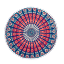 Round canvas ritual cloth “Mandala Multicolor” with cotton tassels 180cm diameter
