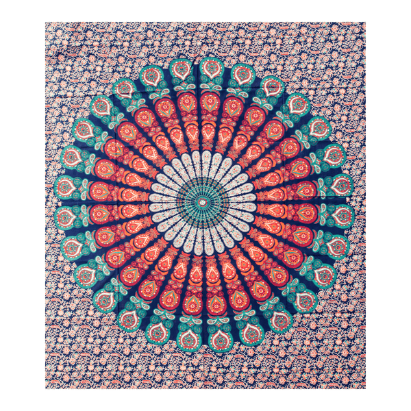 Tenture murale en tissu rituel « Mandala multicolore revigorant » en coton 200x210cm