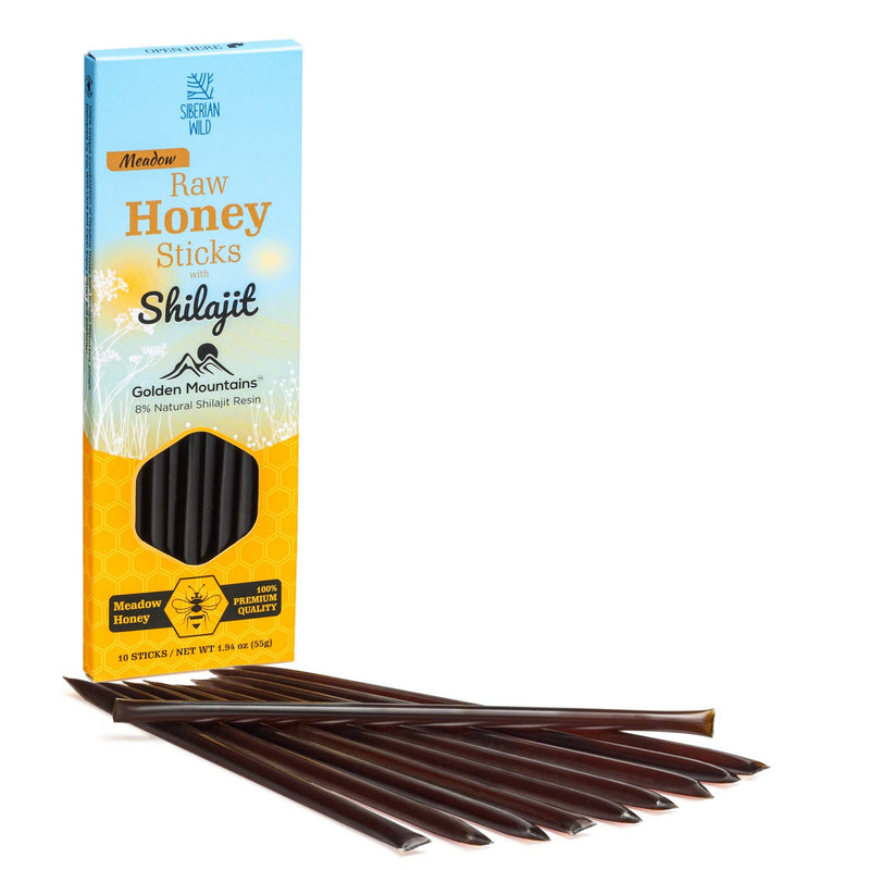 SiberianGreen - Bâtonnets de miel avec 8 % de shilajit – Énergie et nutrition pures à emporter