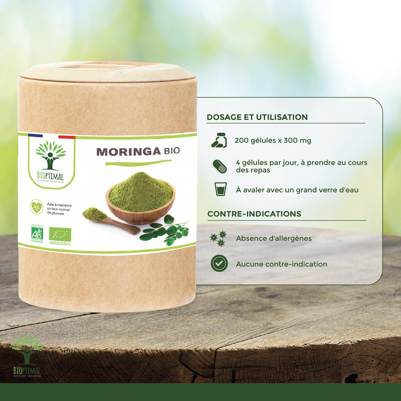 Bio-Moringa - Blutzuckerspiegel, Abnehmen - Nahrungsergänzungsmittel - in Kapseln