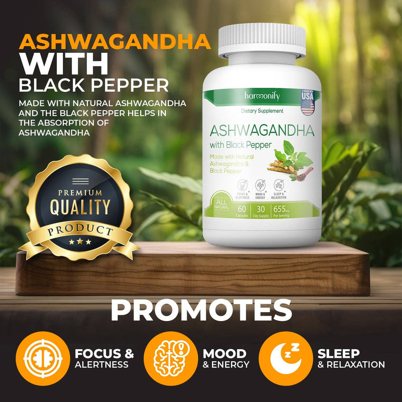 Ashwagandha-Kapsel KSM-66 Kräuterergänzung 655 mg - Vegetarisch, gentechnikfrei, glutenfrei, Ashwagandha-Wurzel