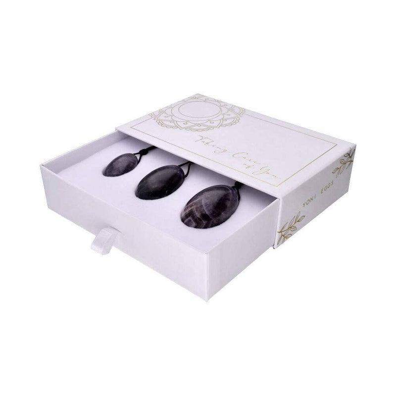 Pack d'oeufs Amethyst Yoni avec trou et ficelle