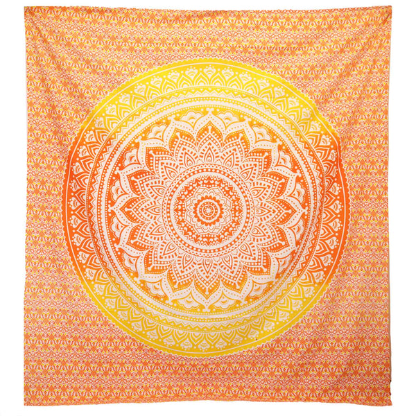 Wandteppich, Ritualtuch, Wandbehang - Mandala Umrao - Orange - 212x193 cm