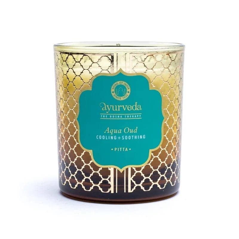Ayurveda Specialist BV - Song of India - Bougie parfumée Pitta Aqua Oud Ayurveda avec 1 mèche