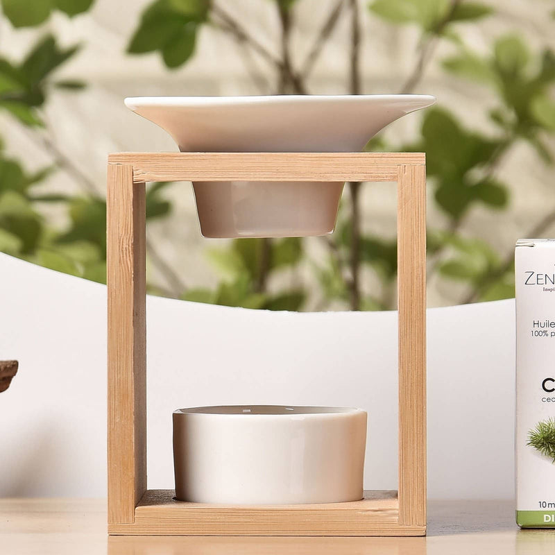 Zen'Arome - Scented wax melter – Ceramic candle holder and bamboo scented lamp