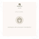 Eine Grafik von ErbaVoglio (dal 1976) mit dem Text „UTILE COME:“ , die ein Icon einer Waage zeigt, was auf die Nützlichkeit des Produkts zur Unterstützung der Stoffwechselprozesse („sostegno dei processi metabolici“) hinweist.