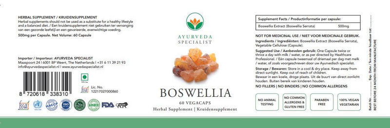 Ayurveda Specialist B.V. - Boswellia - 60 Vegakapseln