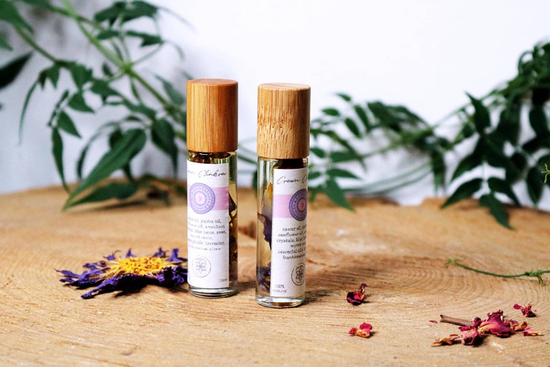 Crown Chakra Meditation Oil with Crystal and Lotus Infusion