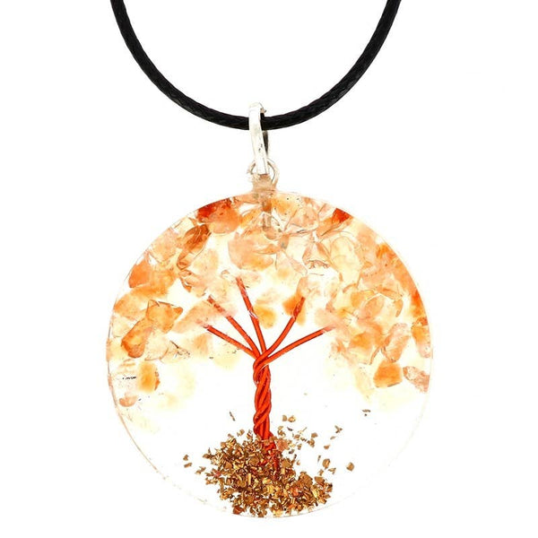 Artisans de Madagascar - Citrin-Anhänger „Baum des Lebens“ aus Orgonit, 3,5 cm