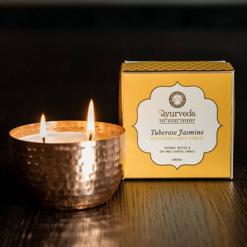 Ayurveda Specialist BV - Song of India - Bougie parfumée Vata Tubéreuse Jasmin avec 2 mèches