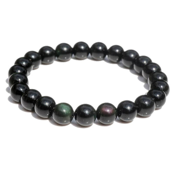 Artisans de Madagascar - Obsidian-Armband mit Himmelsaugen, 8 mm Perlen