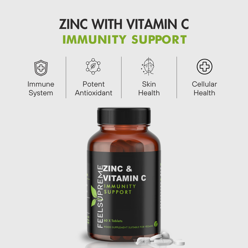 Zink mit Vitamin C | Nahrungsergänzungsmittel zur Unterstützung der Immunität