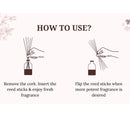 Diagramm zur Veranschaulichung der Verwendung und des Umdrehens der Rattanstäbchen eines Diffusors