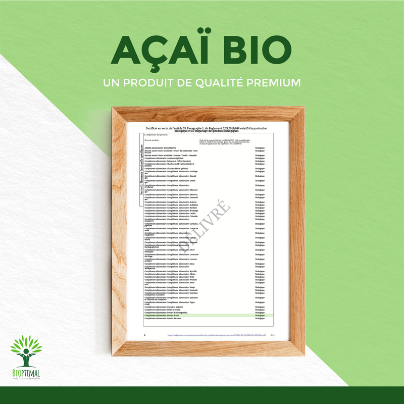 Bioptimal - Bio-Acai-Pulver - Verpackt in Frankreich - Vegan