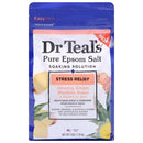 Ein Beutel Dr Teal's Pure Epsom Salt Soaking Solution in der NEUEN Stress Relief Sorte, enthaltend Ginseng, Ingwer, Rhodiola Rosea & ätherische Öle, die als Adaptogene zur Reduzierung von Stress bekannt sind, Nettogewicht 3 lbs / 1,36 kg.