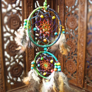 Traumfänger mit Regenbogenfarben – natürliche Wanddekoration und Schutzsymbol