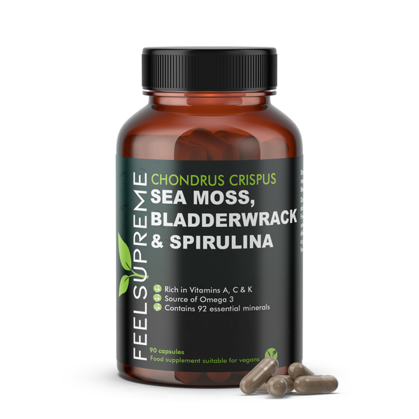 Seemoos mit Blasenwrack und Spirulina