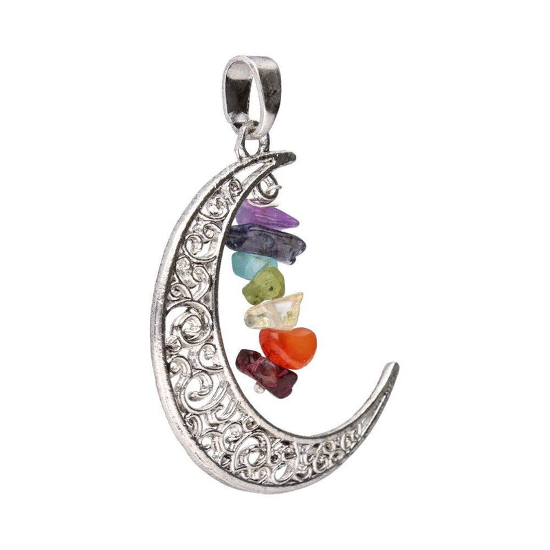 Pendentif lune avec minéraux de chakra