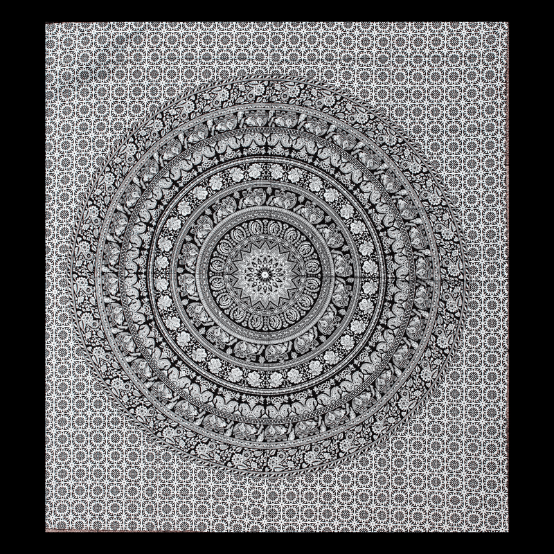 Wall hanging ritual cloth “Elephant Mandala” made of cotton 140x210cm