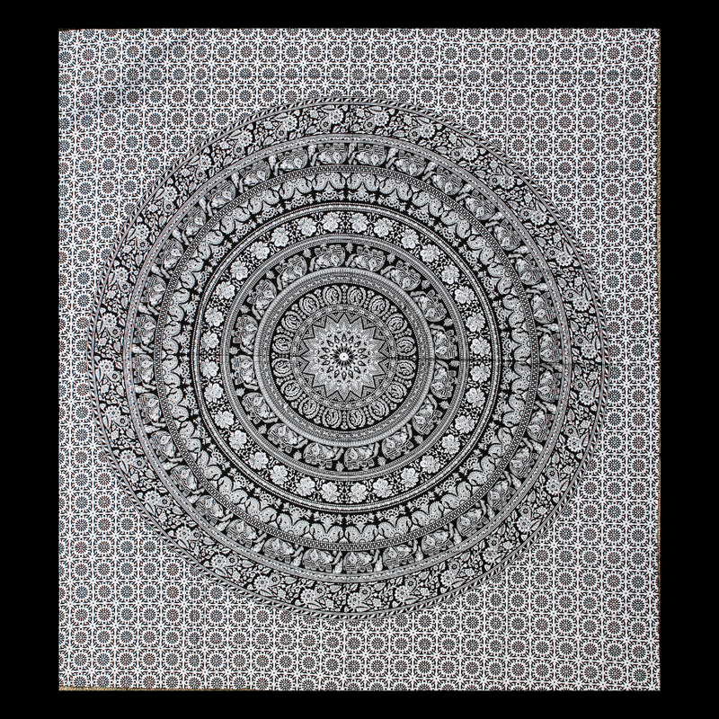 Wandbehang Ritualtuch „Elephant Mandala“ aus Baumwolle 140x210cm