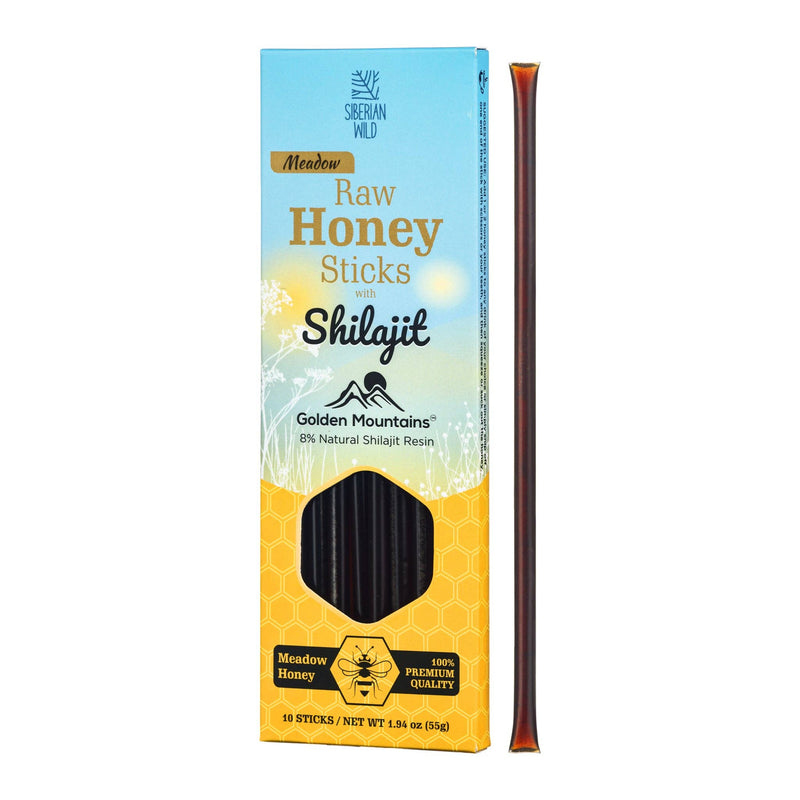 SiberianGreen - Bâtonnets de miel avec 8 % de shilajit – Énergie et nutrition pures à emporter