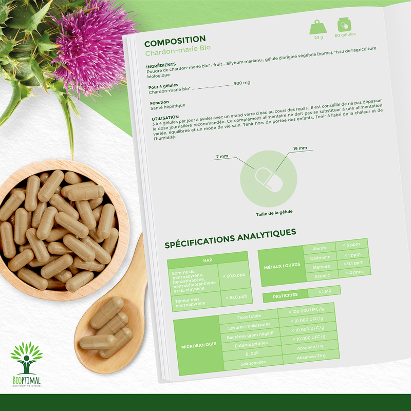 Bio-Mariendistel – Nahrungsergänzungsmittel in Kapseln zur Unterstützung der Lebergesundheit und Immunstärkung