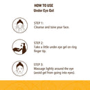 Anleitung zur Anwendung von Augen-Gel in 3 Schritten: reinigen, Gel auf den Ringfinger geben und sanft um die Augen einmassieren.