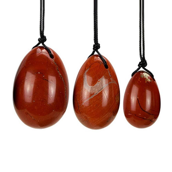 Artisans de Madagascar - Gebohrte Yoni-Eier aus rotem Jaspis