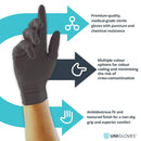 Unigloves Perlen-Handschuhe aus Nitril, Schwarz, 100 Stück