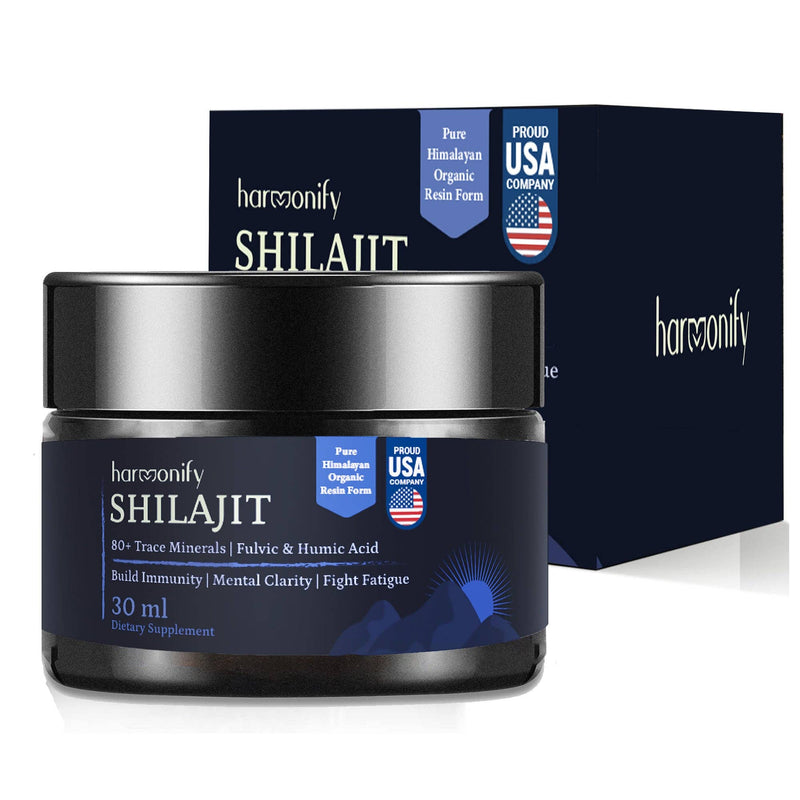 HARMONIFY Shilajit Resin, Pure Himalayan Shilajit in Gold Quality, 100% Pure Shilajit with Fulvic Acid and Over 80 Trace Elements, Energy and Immune Support Complex, 60 Daily Servings