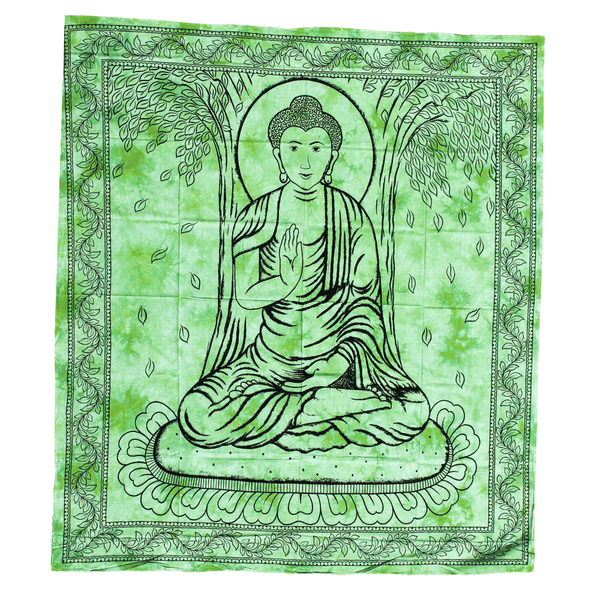 Tenture murale en tissu rituel « Sérénité du Bouddha » en coton 200x220cm