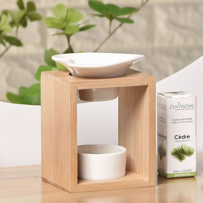Zen'Arome - Scented wax melter – Ceramic candle holder and bamboo scented lamp