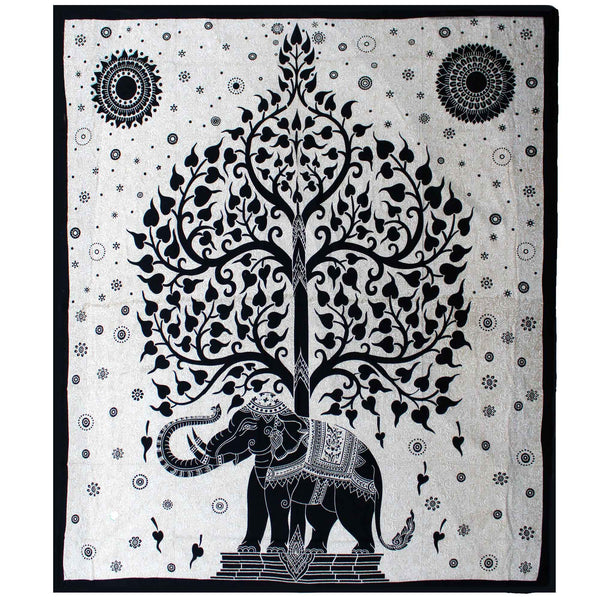 Cotton double duvet and tapestry — Elephant Tree