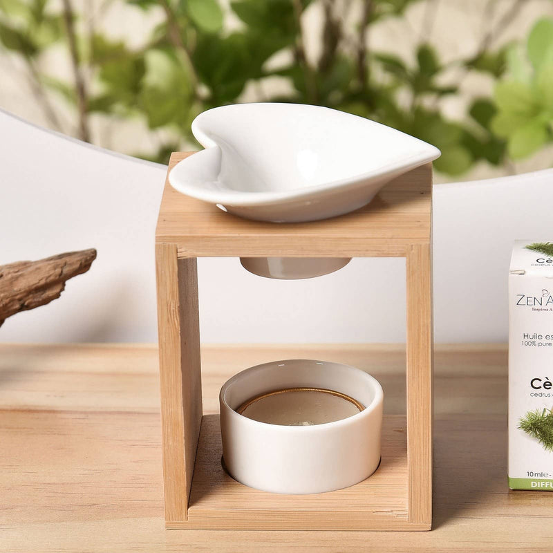 Zen'Arome - Scented wax melter – Ceramic candle holder and bamboo scented lamp