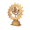 Goldfarbene Shiva Nataraj Figur aus Messing, ca. 23 cm, Goldgelb
